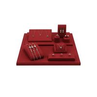 VANLOCY Présentoir de luxe pour boucles d'oreilles piercing Collier Présentoir de comptoir à bijoux Accessoires Présentoir à bijoux en microfibre rouge