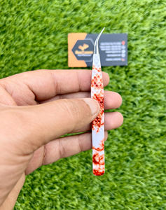 Pinzas profesionales para extensión de pestañas de acero inoxidable, Punta completamente cerrada con estampado de mármol con agarre sólido, sostenible, ecológico - Product Image 2