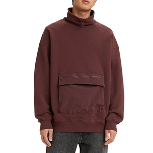 Sudadera con Capucha Dec Oem Streetwear para Hombre, con Cordón Elástico, Bolsillo con Cremallera, Color Borgoña Premium, Cuello Alto Simulado - Product Image 1