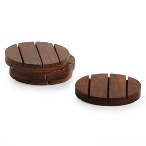Best Price round Wooden Free Coaster American Design Style Customizable <b>Kitchen</b> <b>Mat</b>/Pad Set for Wholesale Use - Product Image 2