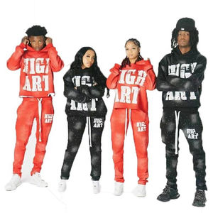 Conjunto Deportivo Personalizado Vintage con Estampado DTG de Pedrería, Sudadera con Capucha y Cordón, Pantalones Deportivos Desteñidos por el Sol, Ropa Urbana Unisex - Product Image 1