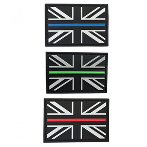Custom <strong>UK</strong> Flag Thin Line <strong>PVC</strong> Patch Soft Rubber 3D Embossed Label Hook and Loop Backing for Outdoor Gear Backpacks and Jackets - Product Image 2