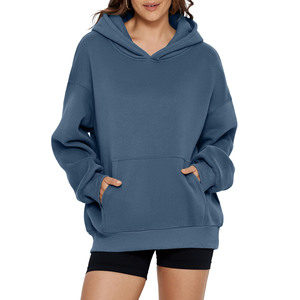 Custom Printing Logo Hoodie For <b>Woman</b> Drop Shoulder Hooded Casual Solid Loose Boxy Fit Printed <b>Tops</b> <b>Winter</b> Pullover Hoodies - Product Image 2