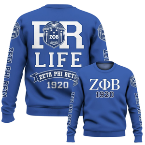 Sudadera con Cuello Redondo Azul Griego de la Hermandad Zeta Phi Beta para Mujer, Bordado de la Hermandad de 1920, Felpa - Product Image 6