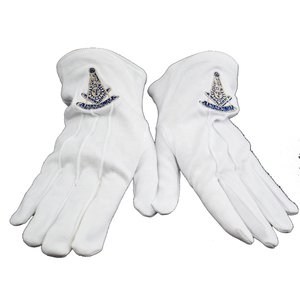 Wholesale <b>Products</b> Embroidered Symbol Regalia Cotton White Work Safety Masonic Freemasons Plain Blue Lodge Gloves - Product Image 2
