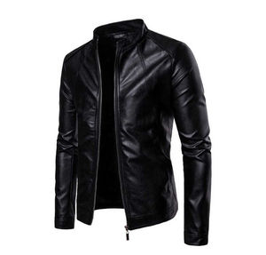 2025 nuevo estilo de chaqueta de cuero genuino para hombre, chaqueta acolchada de motorista informal, cuello levantado, decoración de piel de invierno Reversible multicolor - Product Image 6