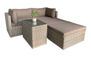 High Quality Modern Farmhouse Apartment Outdoor Grey Rattan Wicker Steel Furniture Set Tempered Glass Sofa Chair Living Room - Product Image 6