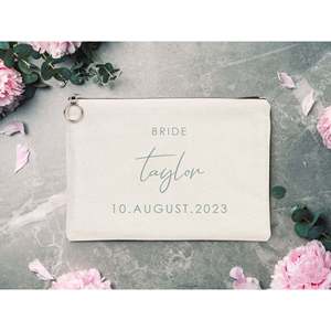 Pochette de mariage personnalisée en coton pour femme, 12W x 8H, grande pochette, cadeau - Product Image 6