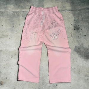 Ropa de calle Pantalones de chándal holgados de pierna ancha Lavado ácido Peso pesado Oversized Flared French Terry Vintage Rayas Hip-Hop Joggers - Product Image 1