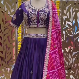 Meilleure vente Designer indien Chinon soie avec broderie Lehenga Choli avec Dupatta fête tenue de mariage Lehngha Choli - Product Image 1
