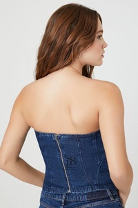 เสื้อสตรีผ้าเดนิมพลอยเทียมเสื้อเกาะอกสำหรับผู้หญิงดีไซน์แบบกำหนดเอง - Product Image 5