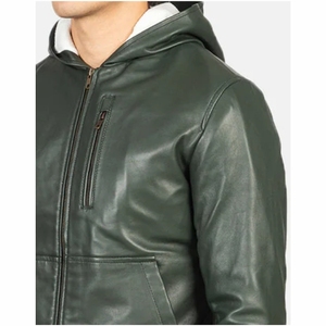 Veste pour hommes veste pour hommes haute qualité Street Wear fermeture éclair style hommes veste en cuir respirant col montant pleine manche en cuir - Product Image 5