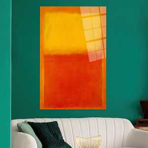 Impression sur toile abstraite : œuvre d'art de style Rothko aux couleurs orange et jaune vibrantes, ART SUR VERRE TÉMPERÉ - Product Image 1