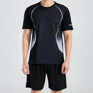 Conjuntos de camiseta de verano transpirable de alta calidad, conjunto de pantalones cortos de entrenamiento informal de algodón 100% para hombres, conjunto de camisa de pantalones cortos con estilo personalizado - Product Image 4