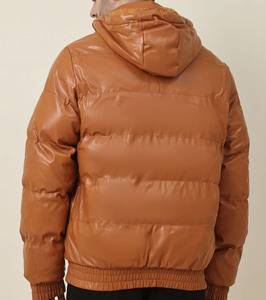 High Quality Shinny Waterproof Fleece Eco-Friendly Winter Jacket Unisex Zipper Bubble Puffer Hooded Front Logo Custom Wholesale - Product Image 2