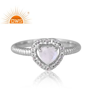 Diseño elegante Plata esterlina Chapado en paladio Arco Iris natural Luna y topacio blanco Anillo de piedras preciosas Fabricante de joyería personalizada - Product Image 3