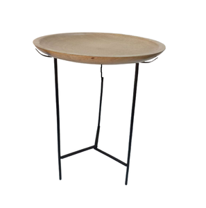 ไม้/เหล็กกลมสีธรรมชาติใช้สำหรับห้องนั่งเล่นบ้านโต๊ะข้างทำมือ - Product Image 1