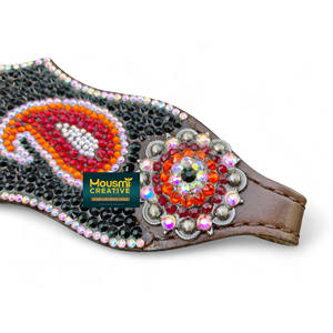Cuello de cabeza y pecho de cuero occidental para caballo Totalmente diamantes de imitación Fascinado Western Horse Tack Sets Venta Exportador personalizado - Product Image 6