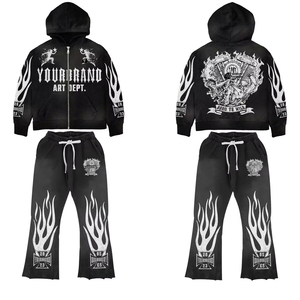 ชุดเสื้อสเวตเตอร์มีฮู้ดของผู้ชายชุด2025ซักด้วยกรดสำหรับฤดูหนาวพิมพ์พัฟ - Product Image 2