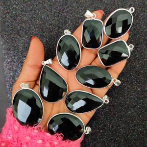 สร้อย925นิลสีดำธรรมชาติพร้อมจี้ทองเหลืองสำหรับผู้หญิงสร้อยคอชุบเงิน - Product Image 1