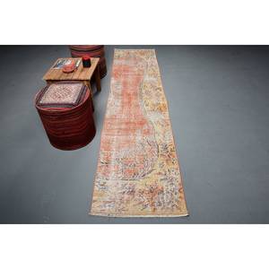 Vintage Turkish Rug Bohemian Orange <b>Yellow</b> Patchwork Design Classic 9x12 Rectangle Style for Entryway <b>Wool</b> Latex 210 X 920cm - Product Image 1