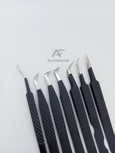 Matte <b>Black</b> Color Stainless Steel Eyelash Tweezers Diamond Grip 45 65 90 Degree Russian Volume <b>Boot</b> Lash Extension Tweezers - Product Image 3