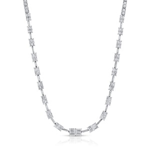 Premium Lab Grown Fancy Cut Diamond <b>Necklace</b> 18KT White Gold 19.22ct IGI DEF VVS2 Women's Luxury - Product Image 2