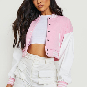 Chaqueta universitaria XS personalizada de alta calidad para mujer en blanco de lana con logotipo bordado para su equipo o marca de béisbol - Product Image 4