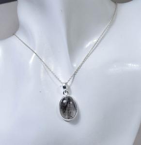 จี้แฟชั่น rutile สีดำ925จี้อัญมณีเงินสเตอร์ลิงเครื่องประดับทำด้วยมือรูปไข่จี้ของขวัญดีไซน์เนอร์สำหรับเธอ - Product Image 2