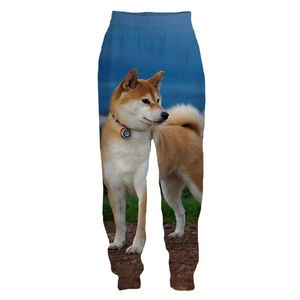 Doge Animal Shiba Inu sourire pantalons de survêtement hommes femmes grande taille impression 3D Jogging Hip Pop pantalon cordon décontracté Harajuku drôle - Product Image 3