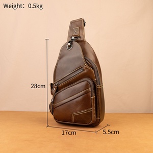 High Fashion Men's LCB-0060B Genuine Leather Sling <b>Bag</b> Vintage Multifunction Outdoor Shoulder <b>Bag</b> <b>Anti</b> <b>Theft</b> Front Chest Design - Product Image 5