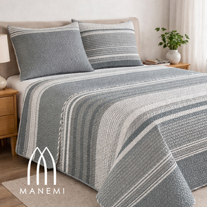 MANEMI Copriletto Moderno a Righe Lavabile per Mezza Stagione con 1 o 2 Federe, Disponibile in Varie Misure - Product Image 2