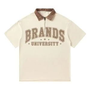 Polos grande taille personnalisés avec impression de lettres pour hommes vente en gros à bas prix T-shirt de golf POLO tricoté à manches courtes et à col rabattu pour hommes - Product Image 3