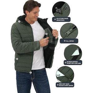 แจ็คเก็ตพัฟเฟอร์มีฮู้ดน้ำหนักเบาคุณภาพสูงสำหรับผู้ชายรุ่นใหม่ล่าสุด พร้อมโลโก้ด้านหน้า ระบายอากาศได้ดี เป็นมิตรกับสิ่งแวดล้อม MOQ ต่ำ - Product Image 5