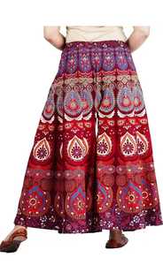 Nouveau Palazzos pour femmes coupe régulière multicolore pur coton pantalon évasé respirant élastique mi décontracté imprimé Design pour l'été - Product Image 4