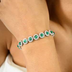 Qualité supérieure 100% naturel Malachite diamant américain rond fleur Bracelet meilleur meilleur vendeur 925 en argent Sterling bijoux fins - Product Image 4