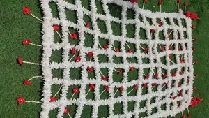 ผ้าคลุมหน้าเจ้าสาวโรแมนติก Phoolon ki chadar ดอกมะลิสีขาวออกแบบได้ตามต้องการงานแต่งงานแบบอินเดีย - Product Image 5