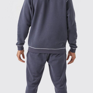 Winter Solid Pullover <b>Tracksuit</b> 100% Cotton Custom Logo Stacked Sweatpants and Oversized Hoodie Set - Product Image 4