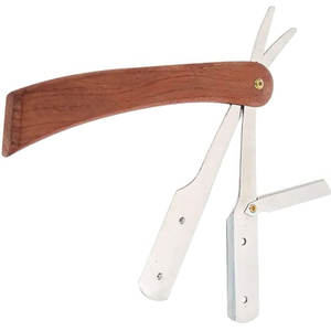 Maquinilla de afeitar de peluquero de hoja única con mango de madera directo de fábrica con logotipo personalizado - Product Image 2