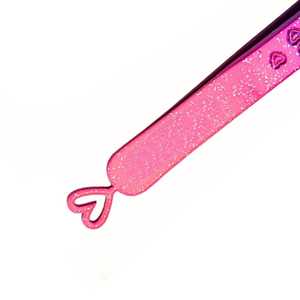 Pinzas de pestañas de acero inoxidable Ombre rosa y púrpura con corazón Charm Diamond Grip Herramientas de extensión de pestañas - Product Image 2