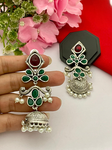 Pendientes de latón étnicos indios tradicionales de alta calidad para niñas y mujeres, ideales para ocasiones especiales, bodas, acabado Premium - Product Image 3