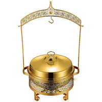 Service de buffet de luxe en acier inoxydable à grande capacité avec maintien au chaud, chauffe-plat rond doré pour plafond