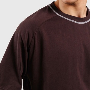 Último estilo de talla grande para hombre, camiseta de manga corta raglán Lisa 230GSM, Camiseta con cuello redondo de gran tamaño y punto de contraste para hombre - Product Image 6