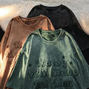 เสื้อฮิปฮอปแขนสองข้างสำหรับผู้ชายเสื้อฮิปฮอปปล่อยไหล่ไซส์พิเศษลำลองลำลอง100% มีกระเป๋าด้านหน้า - Product Image 3