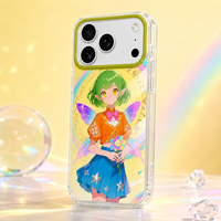 Étui de téléphone personnalisé en TPU+PC avec motif de dessin animé, anti-empreintes digitales, antichoc, pour la protection de l'objectif de l'appareil photo 17 Pro Max, OEM ODM Factory