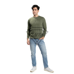 Vente en gros 100% coton T-shirts pour hommes col rond manches longues Logo personnalisé anti-boulochage respirant coupe courte haute qualité mode - Product Image 1
