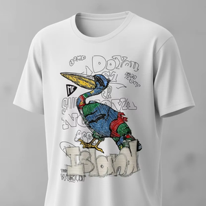 Camiseta Personalizada de Estilo Urbano para Hombre, Algodón Grueso de Alta Calidad, Estampado Gráfico 3D, Camiseta Extra Grande con Diseño de Pelícano, Arte Vintage - Product Image 1