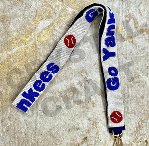 Go Yankees personalizado oro blanco semilla cuentas bolsa correas 'Hook Em Horns' accesorio de moda correa de monedero con cuentas - Product Image 1