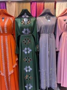 Dubai Luxury Sequined Abaya with Flared Hem and Handmade Crystal Stone Work Modest Muslim Women's Evening Party Abaya - Product Image 4