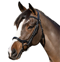 Bridon anatomique en cuir véritable, design moderne et confortable, marque JOYA, luxe pour l'équitation, personnalisable
